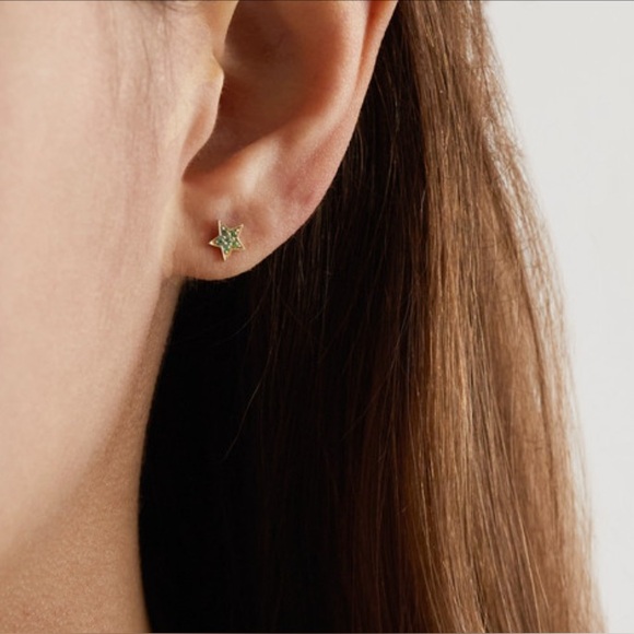 Andrea Fohrman Mini Star 14K Gold Emerald Earring (Single)